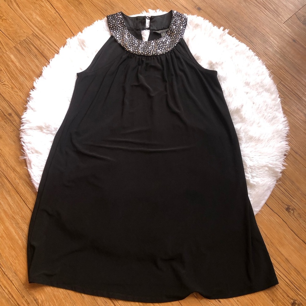 City Triangles Black Halter Silver Sequins Sleeveless Dress